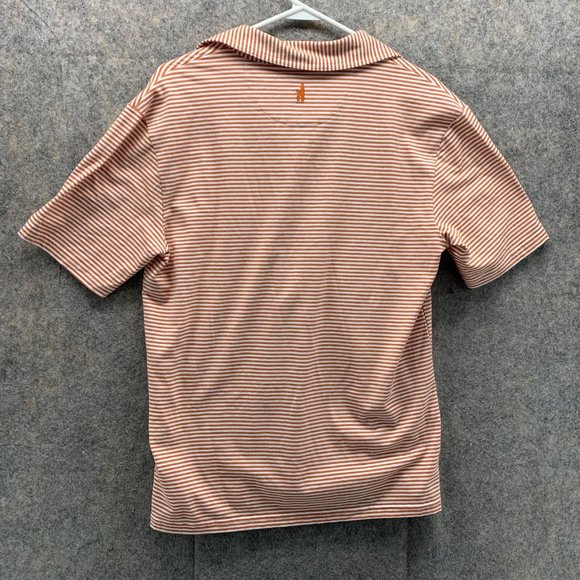 Johnnie O Polo Shirt Men Small Adult Orange White Striped Pockets Outdoors - Picture 10 of 15